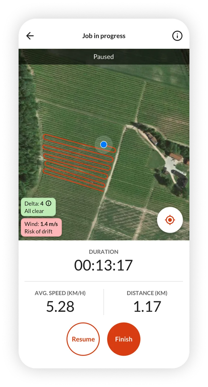 iPad showing a Farmable satellite view with a block outlined in orange
